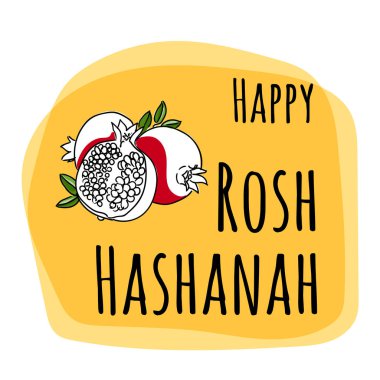 Rosh Hashana - Yahudi yeni yılı - tebrik kartı tasarımı ile el çizim öğeleri ayarla