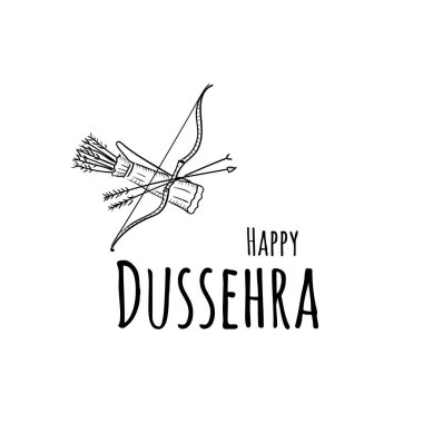 Mutlu Dussehra festival Hindistan arka plan için özniteliklerle illüstrasyon ayarla