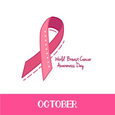 Pembe kurdele, göğüs kanseri farkındalığı sembolü, vektör illüstrasyonu.