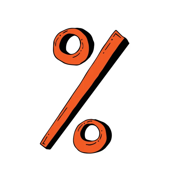 Pourcentage signPourcentage signe couleur doodle. Texte de style comique . — Image vectorielle