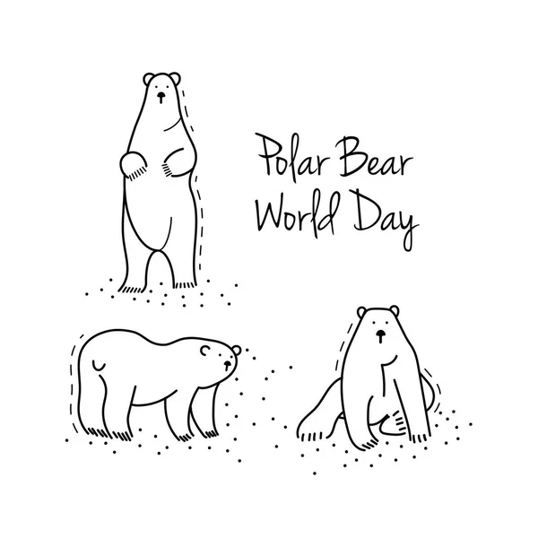 Ijsbeer dag vectorillustratie. Sticker met witte beer. — Stockvector