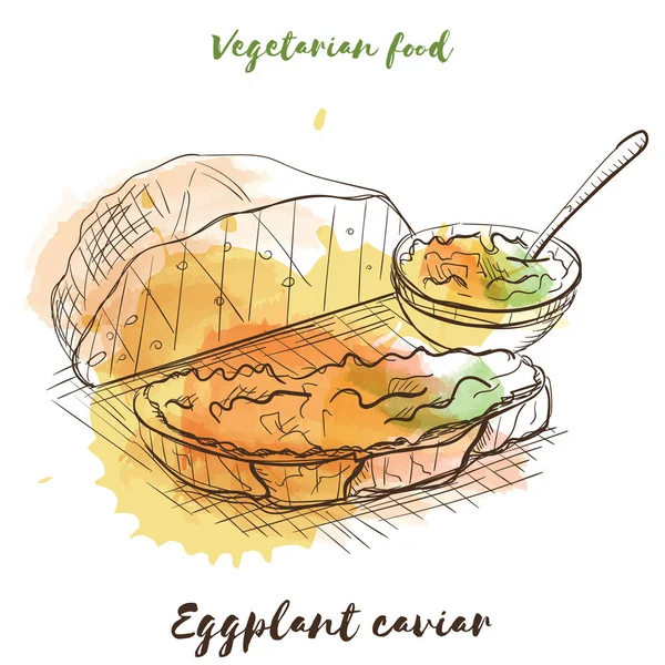 Vetor aquarela esboço comida vegetariana. Eco-alimentos . — Vetor de Stock