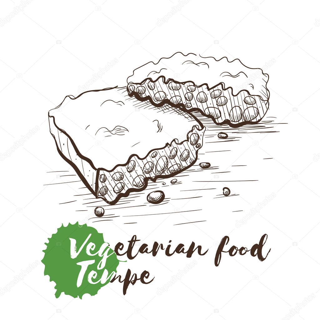 Vector hand drawn sketch of vegetarian food with food name.