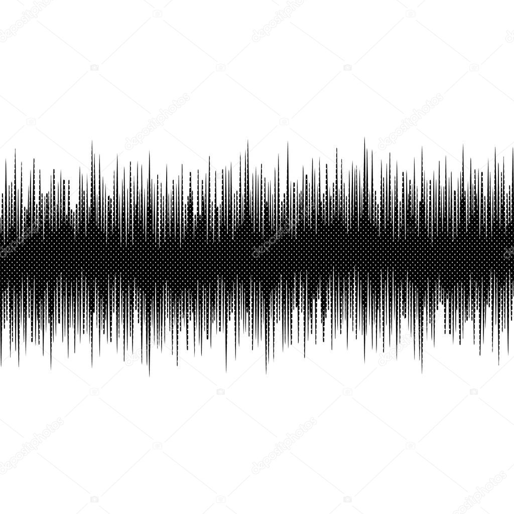 Modern halftone audio waves pattern abstract design element isolated on white background