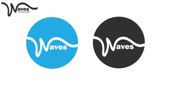 stock vector Wavy line waves logo set brand insignia clean wavy line design