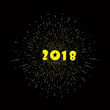 Yeni yıl kutlama sarı havai fişek 2018 arka plan