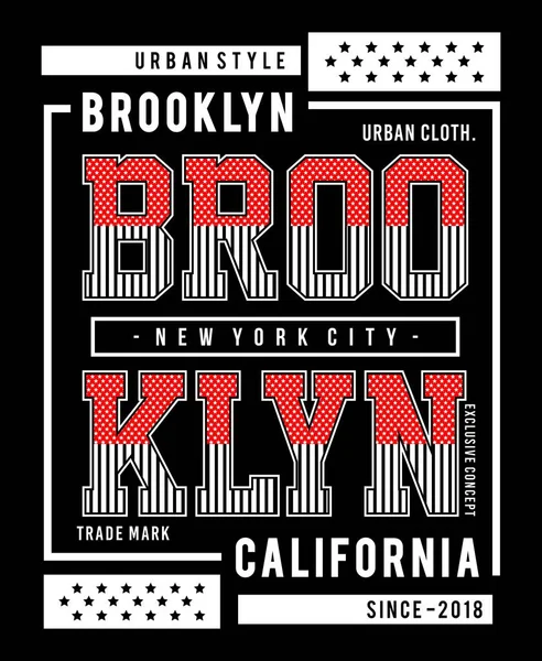 Design Vectoriel Typographie Université Collection Brooklyn Pour Shirt Imprimé Hommes — Image vectorielle