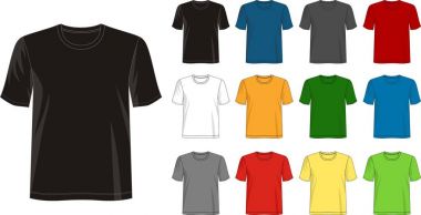 vektör tasarım t gömlek şablon koleksiyonu renk siyah beyaz gri kırmızı mavi turuncu olan erkekler için 