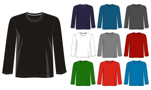 色黒白赤青灰色オレンジ緑の シャツの男性のためのベクトル デザイン シャツ テンプレート — ストックベクタ