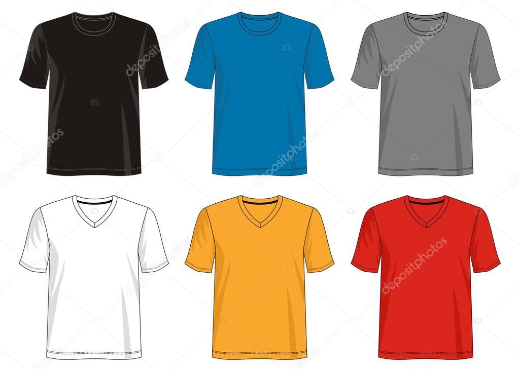 Download Design Vector T Shirt Template Collection For Men With Color Black White Blue Green Yellow Red Gray Premium Vector In Adobe Illustrator Ai Ai Format Encapsulated Postscript Eps Eps Format