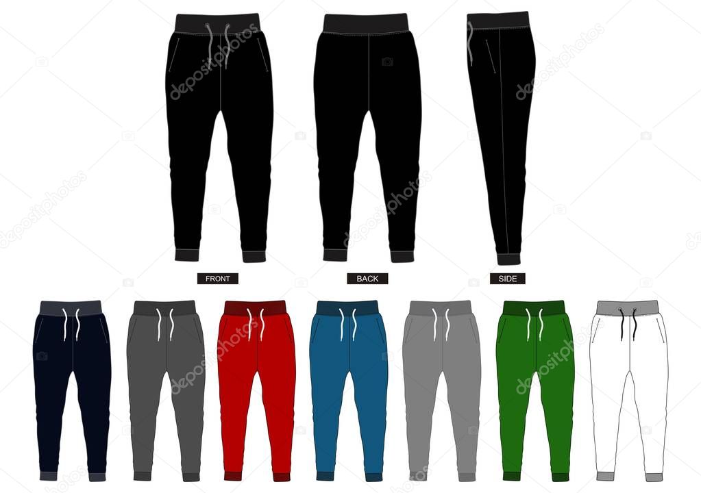 design vector template pants collection for men with color black white 