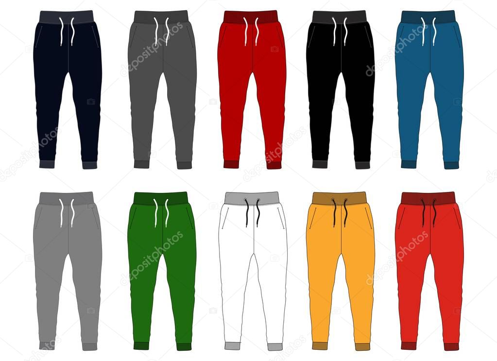 design vector template pants collection for men with color black white 
