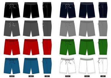 design vector template shorts collection for men with color black and white   clipart