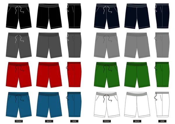 Vector Formgivningsmall Shorts Samling För Män Med Färg Svart Och — Stock vektor