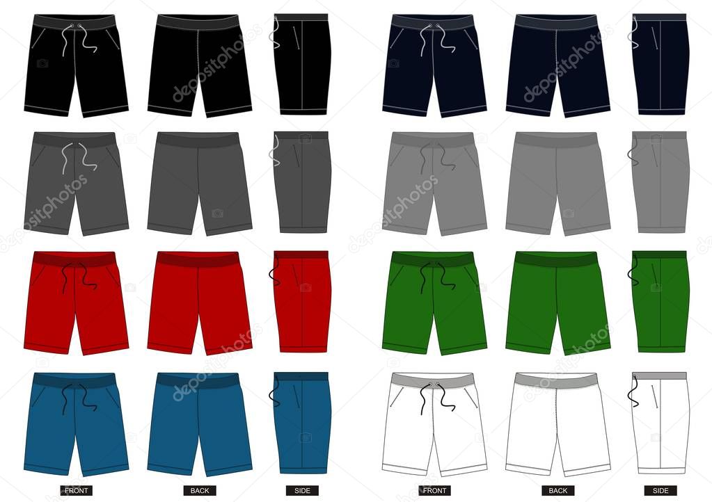 Design vector template shorts collection for men with color black and white