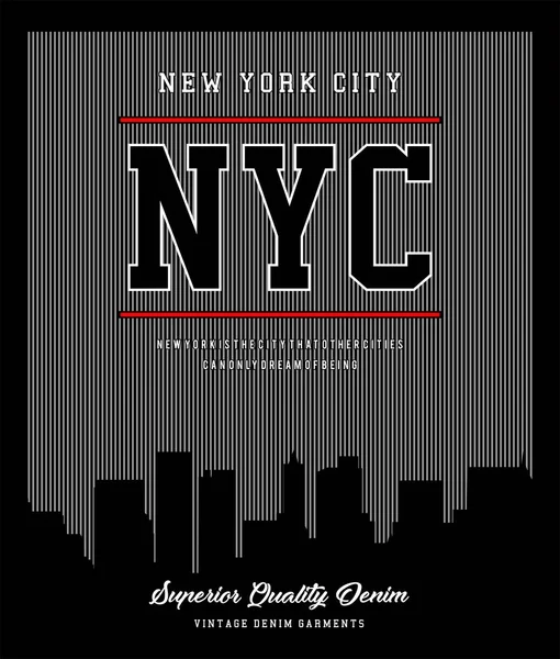 シャツ プリント男性用デザイン ベクトルの代表チーム ニューヨーク市のスカイライン — ストックベクタ