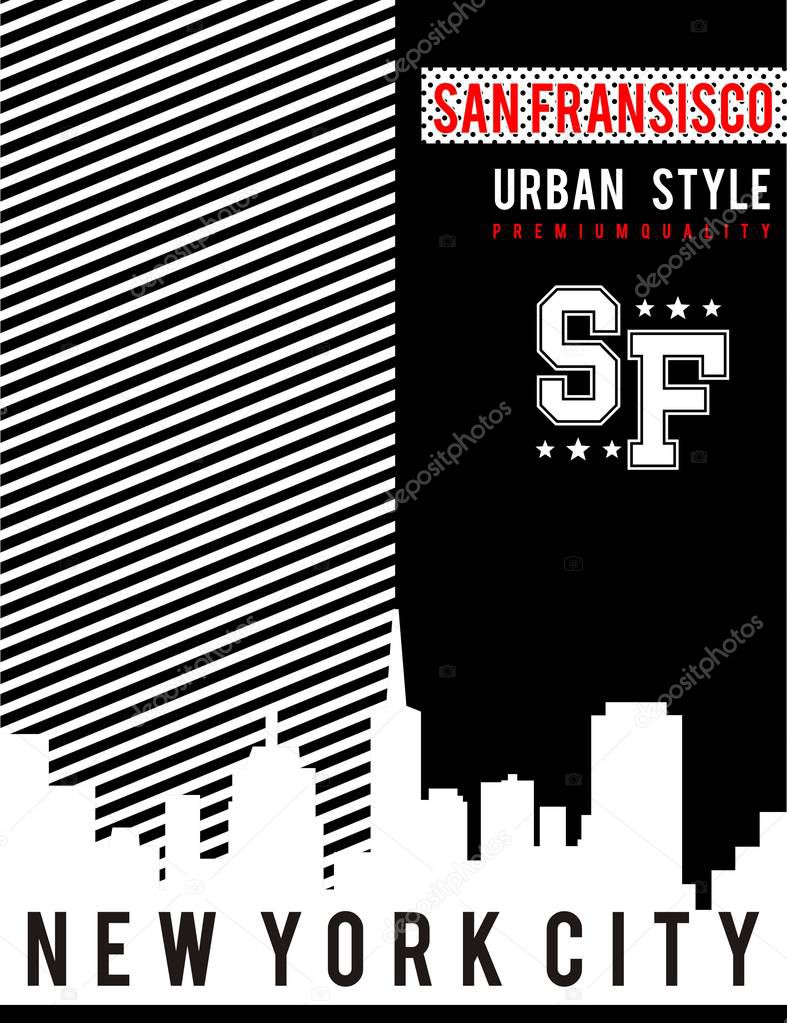 design vector varsity san fransisco skyline for t shirt print men 