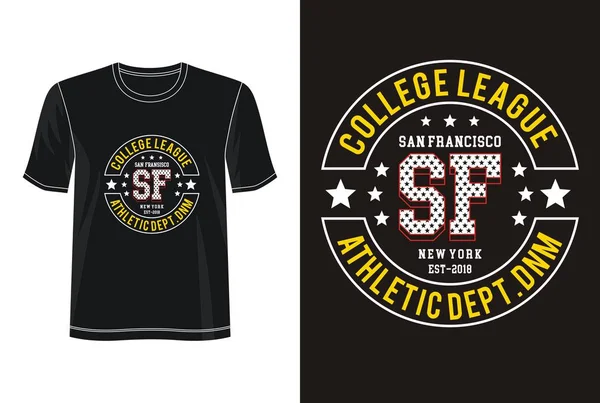 プリントTシャツのためのサンフランシスコのタイポグラフィ — ストックベクタ