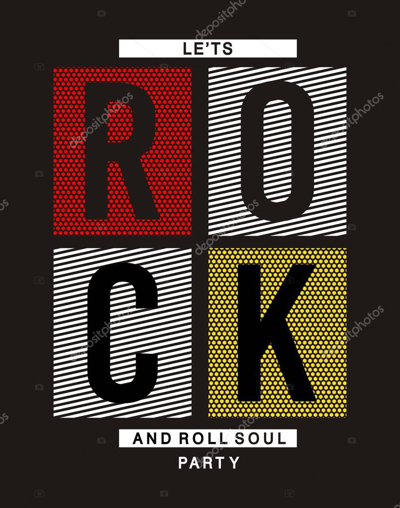 Rock and roll typography for print t shirt