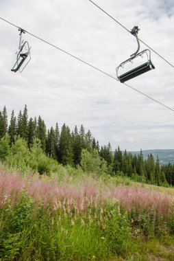 Teleferik alan ve orman Trysil, Norveç'in en büyük kayak merkezinde 