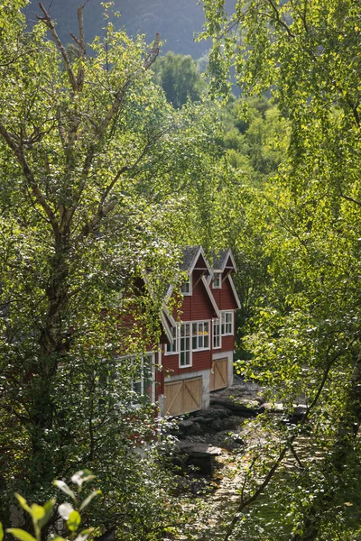 Belas Casas Madeira Aldeia Noruega — Fotografia de Stock Grátis