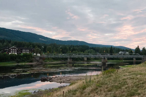 Árboles Río Hoja Perenne Orillas Del Sol Trysil Estación Esquí — Foto de stock gratuita