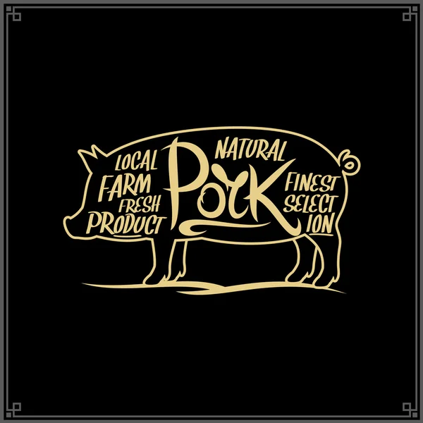 Vektor daging babi label - Stok Vektor