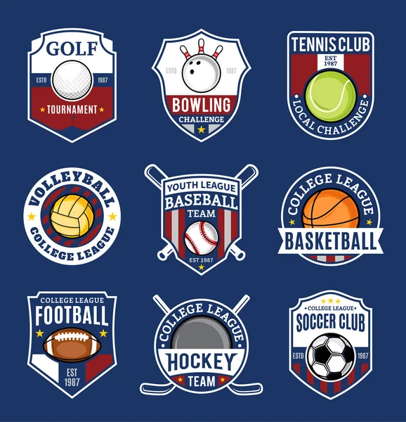 Logotipo del equipo deportivo para nueve disciplinas deportivas — Archivo Imágenes Vectoriales