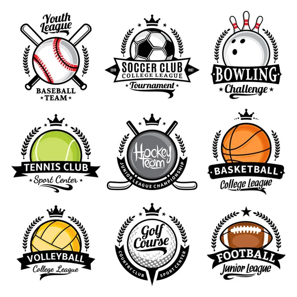 Conjunto de emblemas e rótulos desportivos vetoriais —  Vetores de Stock