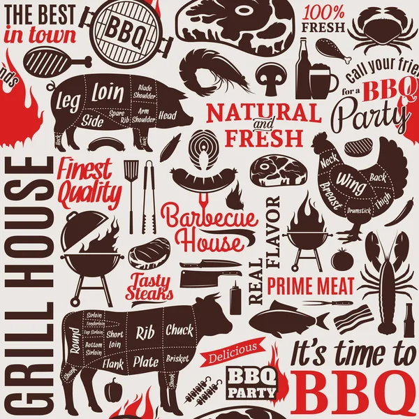 Grillmønster eller bakgrunn uten typografi – stockvektor