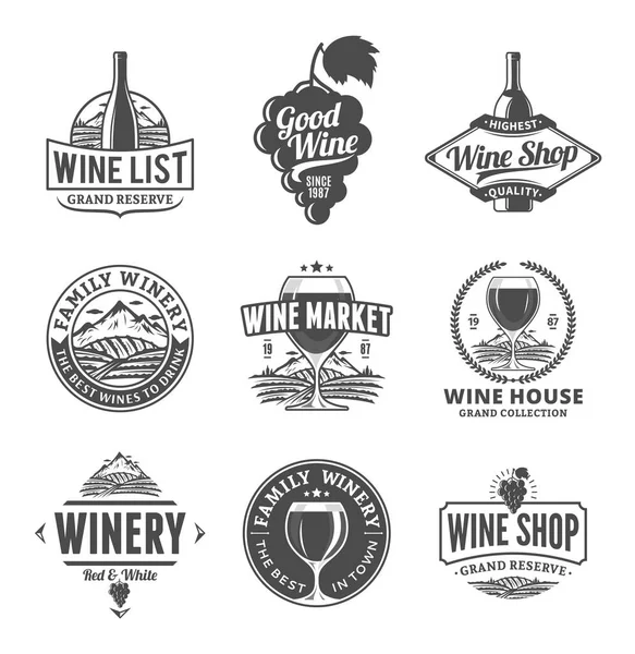 Vector wine logo, icons and design elements — Stock Vector