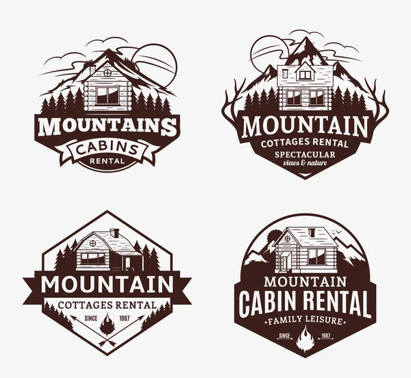Logo do wynajęcia góry rekreacja i kabiny — Wektor stockowy