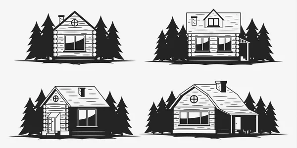 Icônes cabine en bois — Image vectorielle