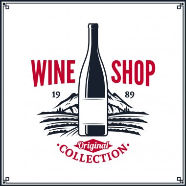 Kırmızı ve siyah vintage şarap dükkanı logo vektör