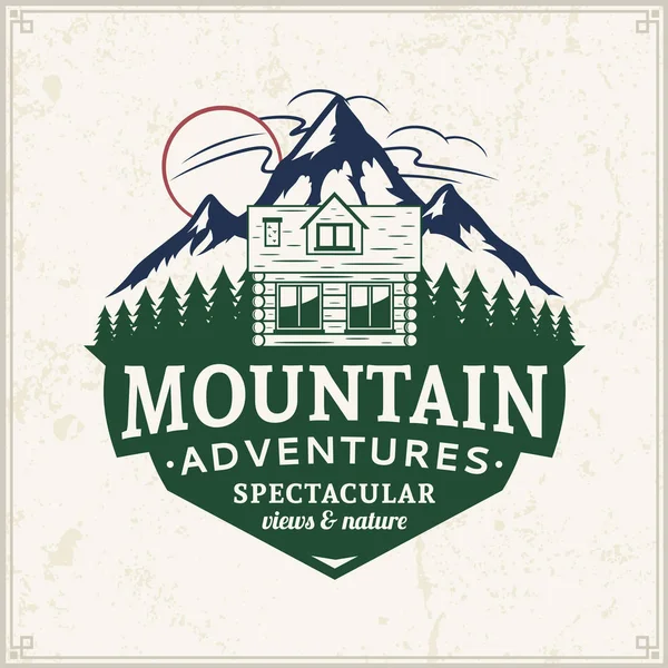 Mountain and outdoor adventures logo — Stock Vector