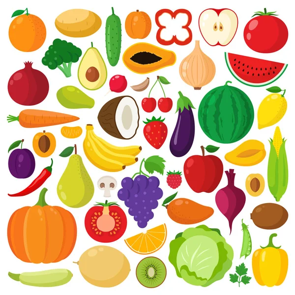 Vektor zöldségek és gyümölcsök ikonok — Stock Vector