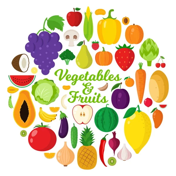 Illustrazione di frutta e verdura vettoriale — Vettoriale Stock