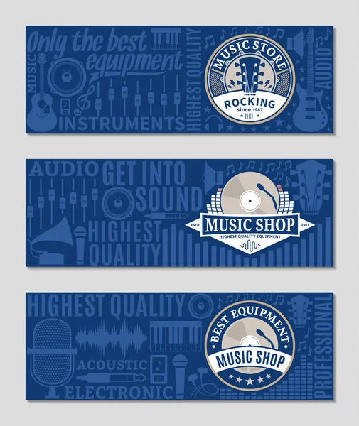 Vektor Musik Geschäft Banner Set — Stockvektor