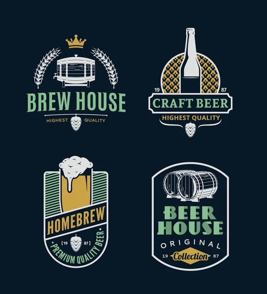 Vector logotipo da cerveja vintage, ícones e elementos de design —  Vetores de Stock