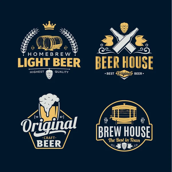 Vintage bier logo, iconen en ontwerp vectorelementen — Stockvector