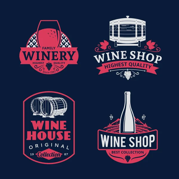 Vecteur vintage logo du vin, icônes et éléments de design — Image vectorielle