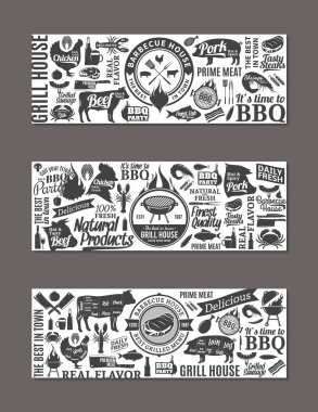 Vektör mangal ve ızgara et lokantası afiş