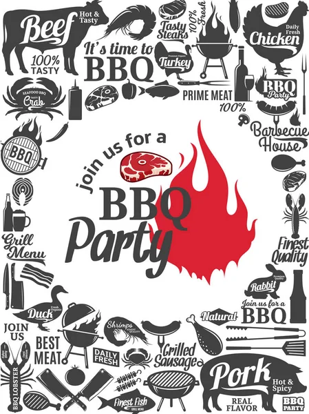 Vector barbecue party invitation — Stock Vector