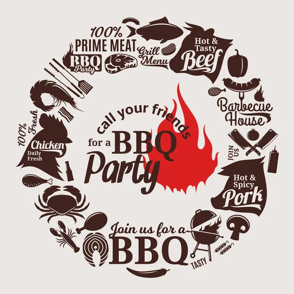 Vector barbecue party invitation — Stock Vector