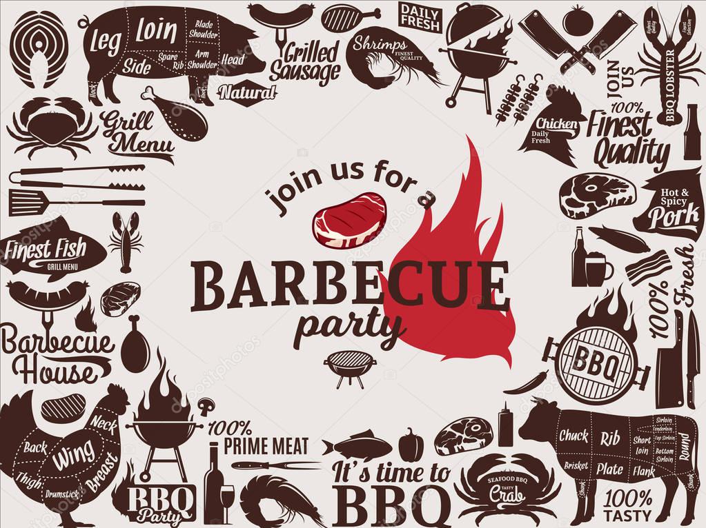 Vector barbecue party invitation