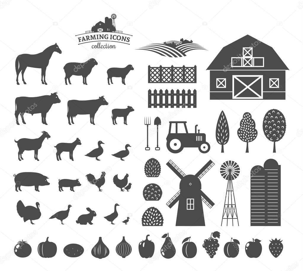 Vector farming icons and design elements