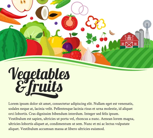 Vector de verduras y frutas ilustración — Archivo Imágenes Vectoriales