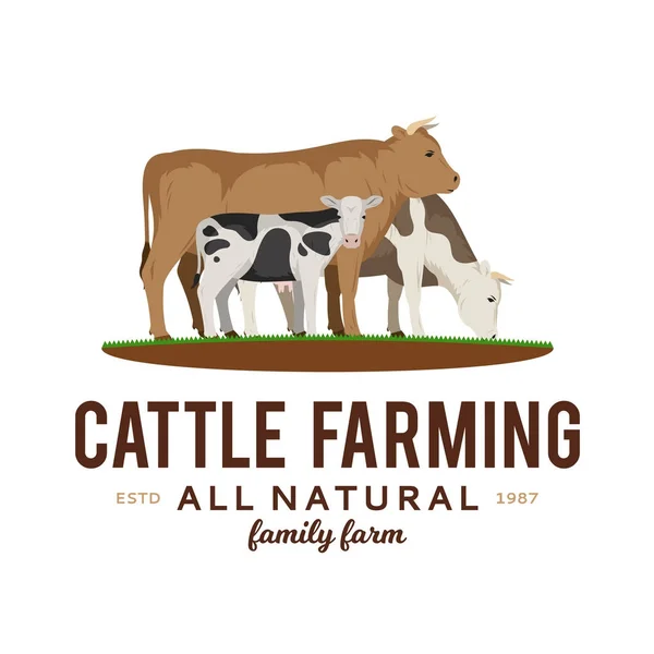 Vector cattle farming logo — Stock Vector