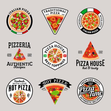 Vektör pizza logo toplama