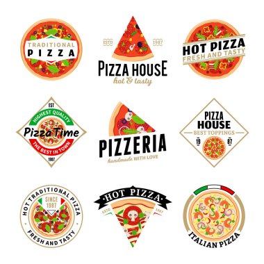 Vektör pizza logo toplama
